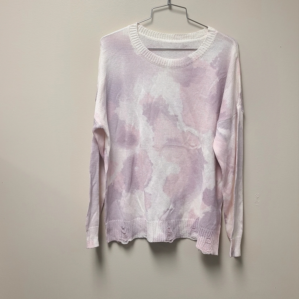 crew neck sweater with mesh sleeves